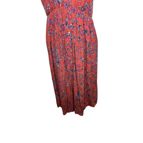 Jessica Simpson Maternity Orange w/Florals Maxi Halter Summer Dress Size M - Picture 3 of 10